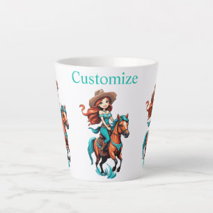 Cute Cowgirl Riding Pony Thunder_Cove Latte Mug