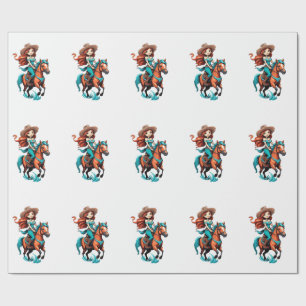 Cute Cowgirl Riding Pony Thunder_Cove Wrapping Paper