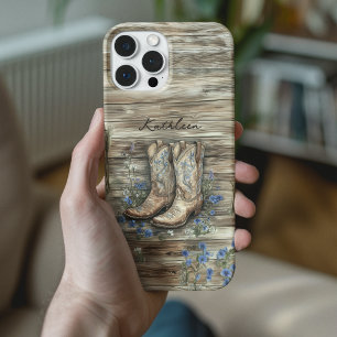 Cute Cowgirl Rustic Country Western Cowboy Boots iPhone 16 Case