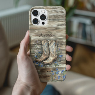 Cute Cowgirl Rustic Country Western Cowboy Boots  iPhone 16 Case