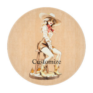 Cute Cowgirl Sitting Thunder_Cove Cutting Board