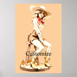 Cute Cowgirl Sitting Thunder_Cove Poster