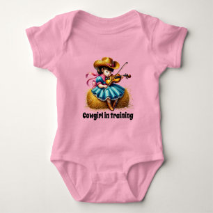 Cute cowgirl training customisable girls  baby bodysuit