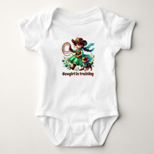 Cute cowgirl training customisable girls  baby bodysuit