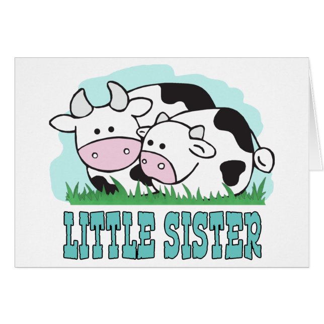 Cute Cows Little Sister Blank Card (Front Horizontal)