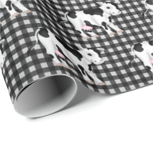 Cute Cows On Gingham Wrapping Paper