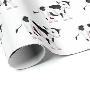 Cute Cows On White Wrapping Paper