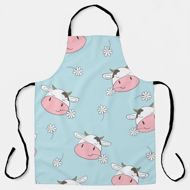 Cute cows seamless pattern. Vintage childish backg Apron (Front)