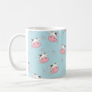 Cute cows seamless pattern. Vintage childish backg Coffee Mug
