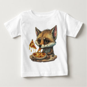  Cute coyote eating pizza Baby T-Shirt