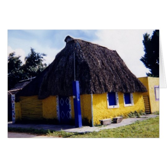 Cute Cozumel Thatched Roof Home Card