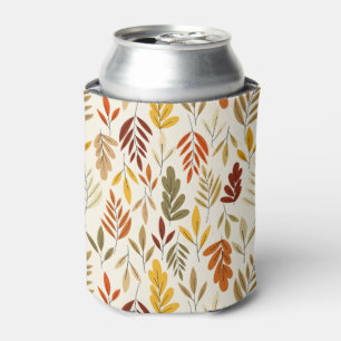Cute Cozy Fall Leaves Pattern Can Cooler