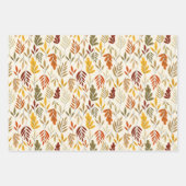 Cute Cozy Fall Leaves Pattern Wrapping Paper Sheet (Front 2)