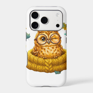 Cute Cozy Fall Owl Yellow Sweater Autumn Leaves Ki