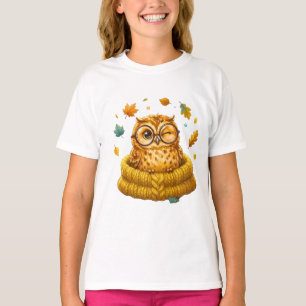 Cute Cozy Fall Owl Yellow Sweater Autumn Leaves Ki