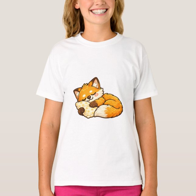 Cute Cozy Sleeping Fox T-Shirt (Front)