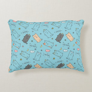 Cute & Cozy Sleepy Cat Dreams Pattern Decorative Cushion