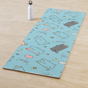 Cute & Cozy Sleepy Cat Dreams Pattern Yoga Mat