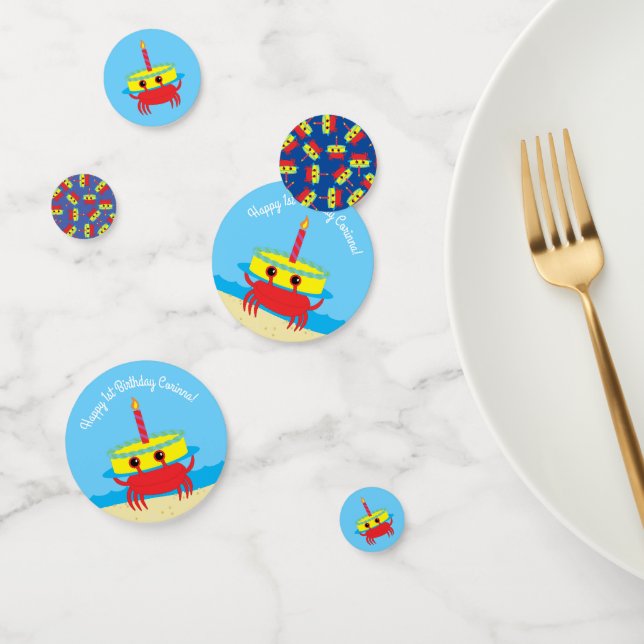 Cute Crab Beach 1st Birthday Party Confetti (Group)
