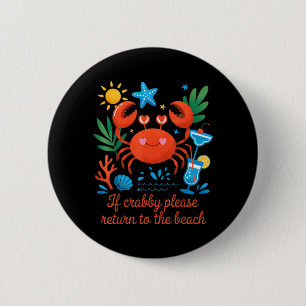 Cute Crab Beach Funny Summer Vacation Ocean Lover 6 Cm Round Badge