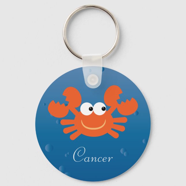 Cute Crab Cancer Zodiac Sign Custom Key Ring (Front)