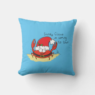 Cute Crab Christmas Funny Holiday Santa Cartoon Cushion