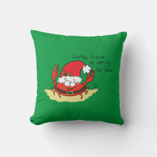 Cute Crab Christmas Funny Holiday Santa Cartoon Cushion
