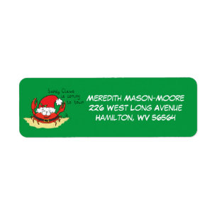 Cute Crab Christmas Funny Holiday Santa Cartoon Return Address Label