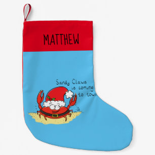Cute Crab Christmas Funny Holiday Santa Cartoon Small Christmas Stocking