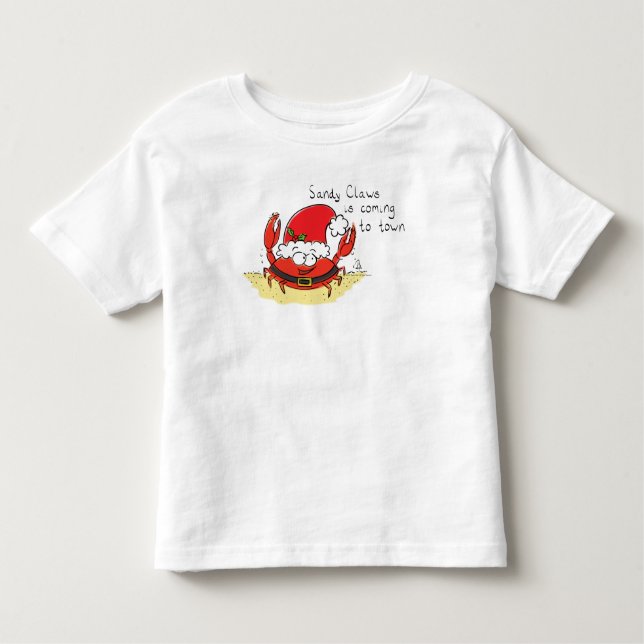 Cute Crab Christmas Funny Holiday Santa Cartoon Toddler T-Shirt (Front)