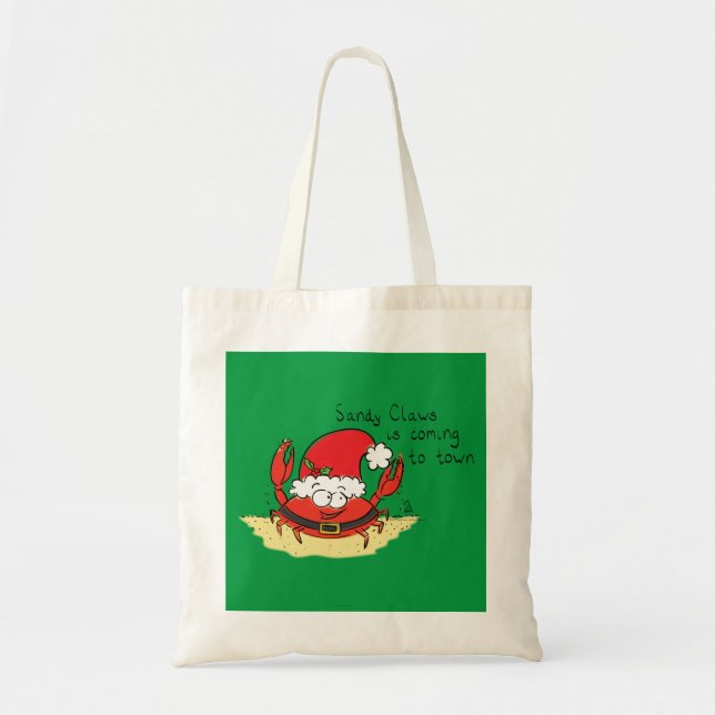 Cute Crab Christmas Funny Holiday Santa Cartoon Tote Bag (Front)