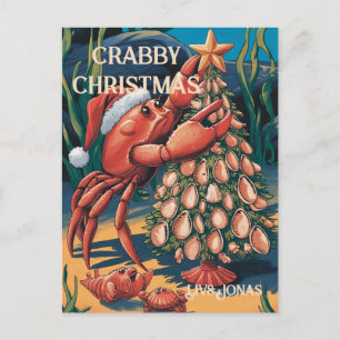 Cute Crab Christmas Name Postcard