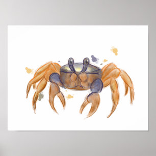 Cute crab drawing poster