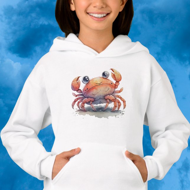 Cute Crab Girl's Pullover Hoodie (Creator Uploaded)