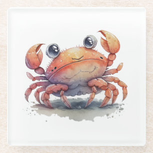 Cute Crab Glass Coaster