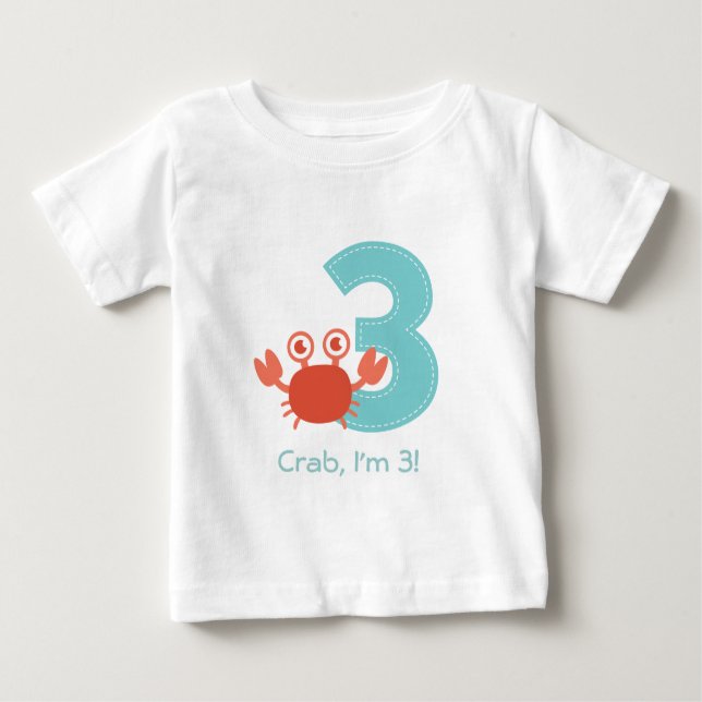 Cute Crab I'm 3 Third Birthday Baby Baby T-Shirt (Front)