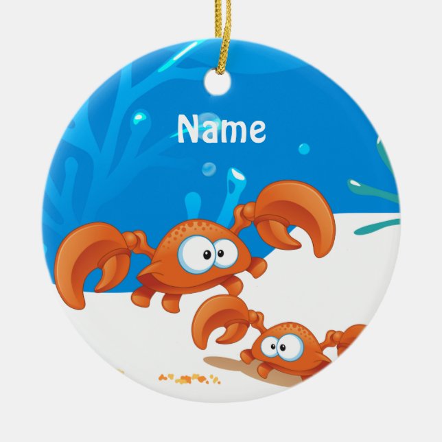 Cute Crab Ocean Beach Ornament (Front)