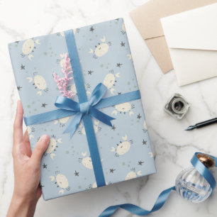 Cute Crab Pattern Sea Life Coastal on Light Blue Wrapping Paper