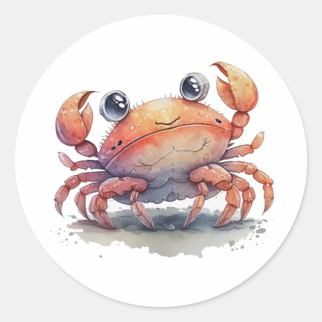 Cute Crab Round Stickers (Front)