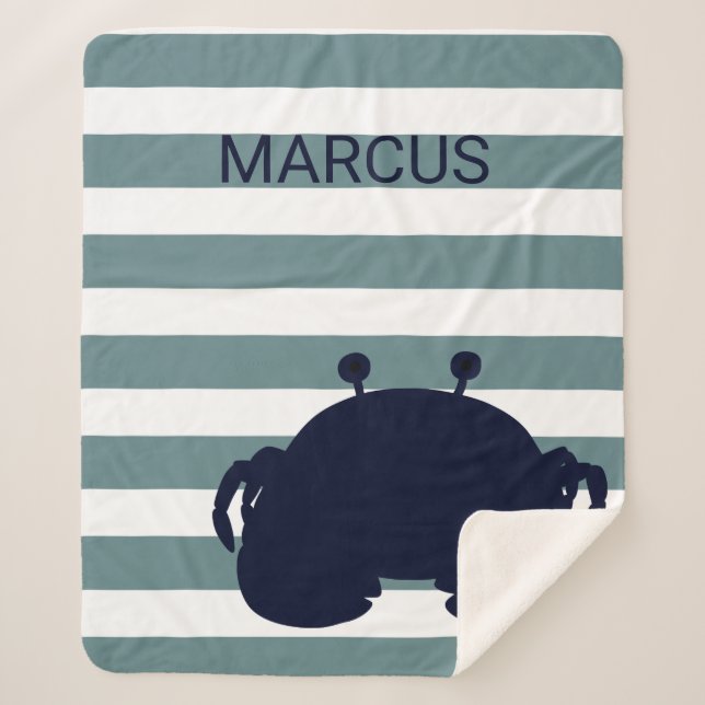 Cute Crab Sea Animal Nautical Ocean Nursery Decor Sherpa Blanket (Front)