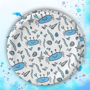Cute Crab Sea Animals Boy Happy Birthday  Paper Pl Paper Plate