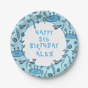 Cute Crab Sea Animals Boy Happy Birthday  Paper Plate
