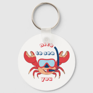 Cute Crab Snorkel Cartoon Nice To Sea You Key Ring