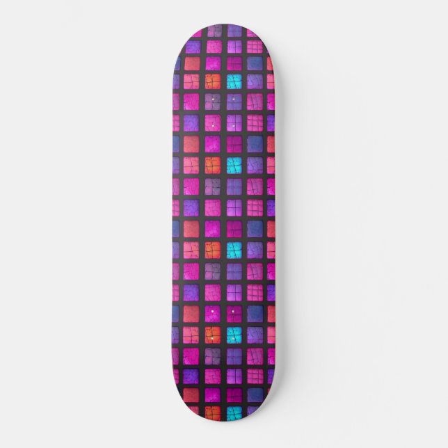 Cute Cracked Pink Mosaic Ceramic Tiles Pattern Skateboard (Front)