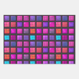 Cute Cracked Pink Mosaic Ceramic Tiles Pattern Wrapping Paper Sheet