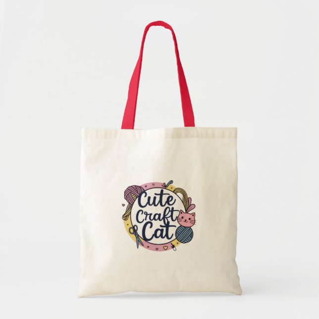 Cute Craft Cat Tote Bag (Front)
