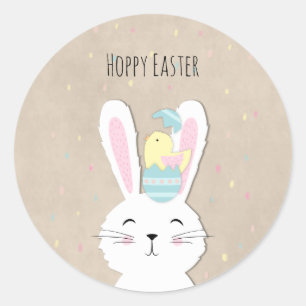 Cute craft style Easter bunny Classic Round Sticker