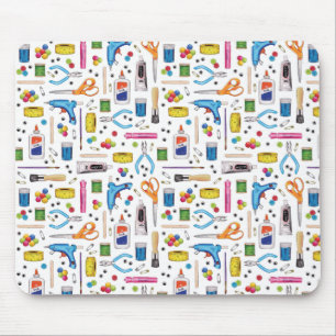 Cute Craft Supplies Pattern Mouse Pad
