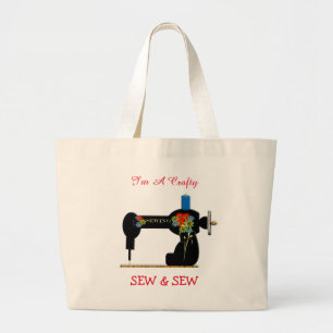 Cute Crafty Sew And Sew Large Tote Bag