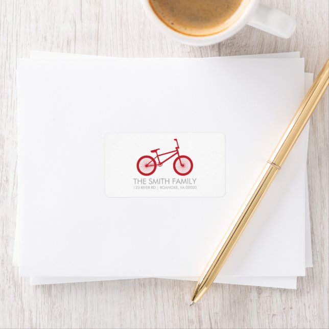 Cute Cranberry Red Bicycle Label (Insitu)
